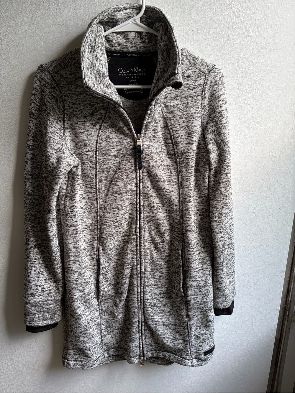 Calvin Klein Heathered Gray Long Zip Utility Jacket